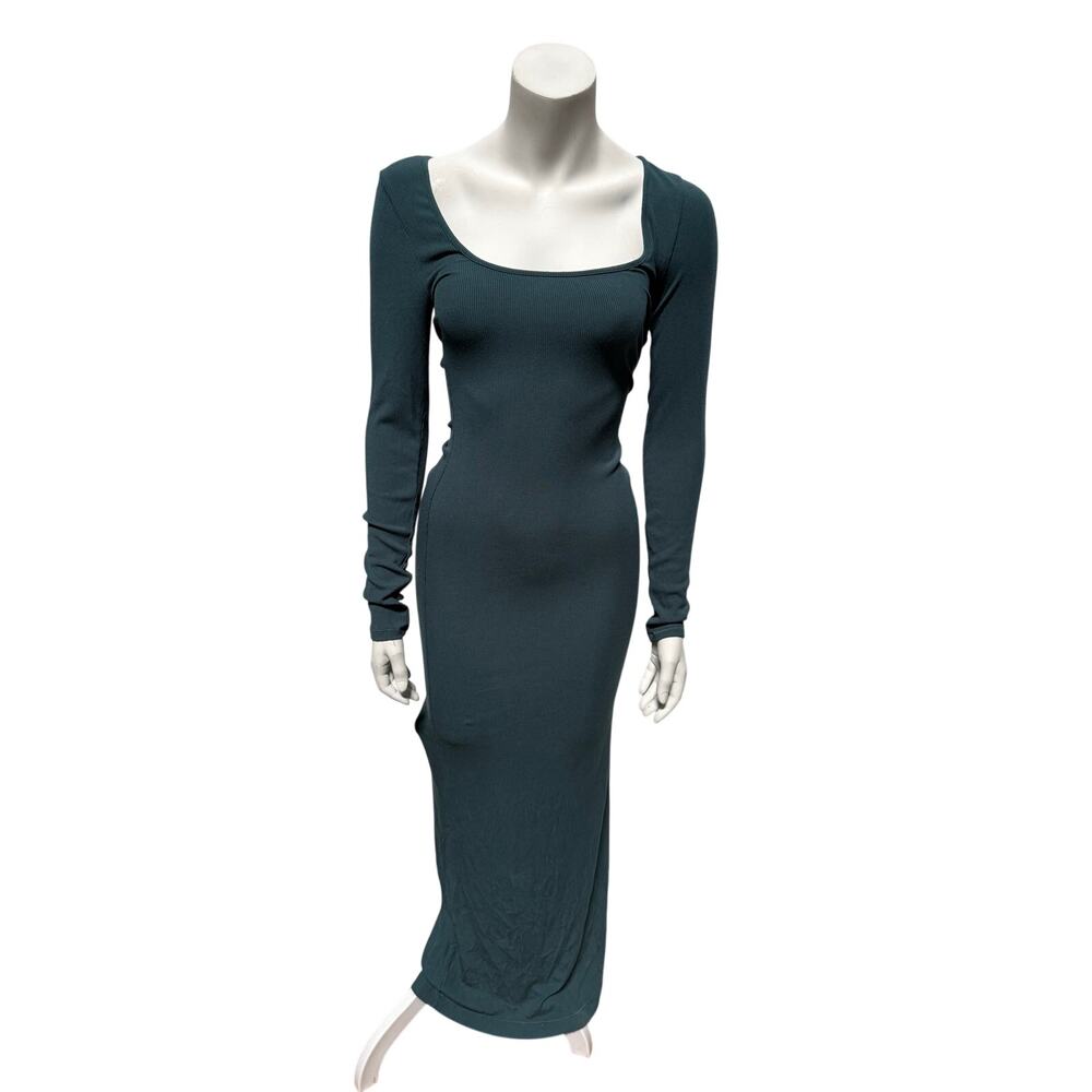 SKIMS Maxi Dress Women's Medium Ribbed Teal Modal Long Sleeve